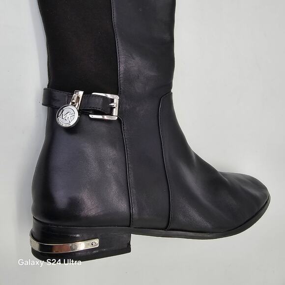 Michael Kors Black Leather Knee High Boot Tall Riding Zippered Boots Women's 8M - Picture 5 of 13